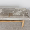 top view of our mottled grey cowhide bench or ottoman