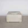 cream light coloured sqarae cowhide ottoman coffee table