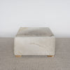 cream light coloured sqarae cowhide ottoman coffee table