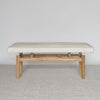 front view of the cream coloured cowhide ottoman bench seat