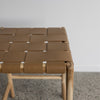 top view of the tan leather weave bar stool by Corcovado