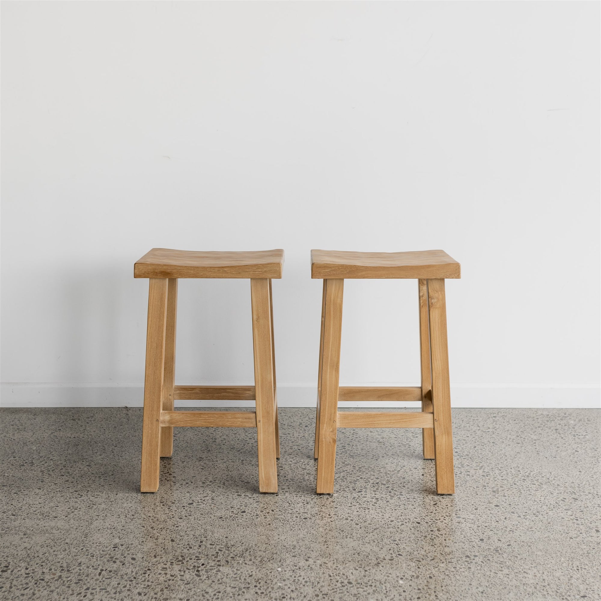 set of two light teak wooden chinese style bar stools from corcovado 