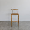 Zanzi Bar Stool (tan leather, natural teak)