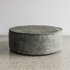 round ottoman in jade green velvet