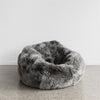 dark grey sheepskin beanbag chair